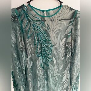 Vintage Mesh Midi Dress with Ruffle Touch